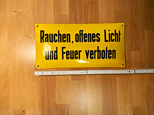 Emailschild gelb rauchen - emailschild,