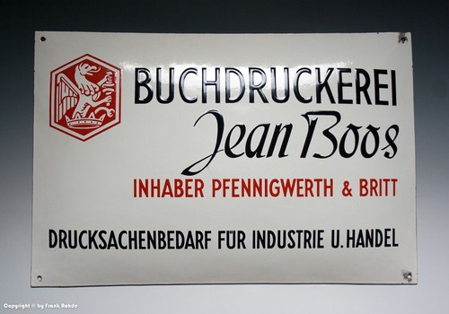 Emailschild buchdruckerei - -,