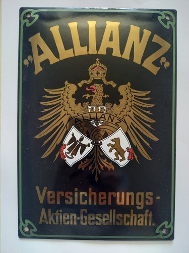 Emailleschild der allianz - emailleschild,