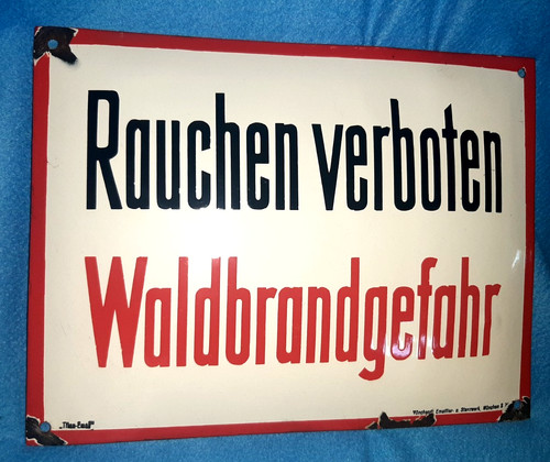 Altes emailschild rauchen - emailschild,