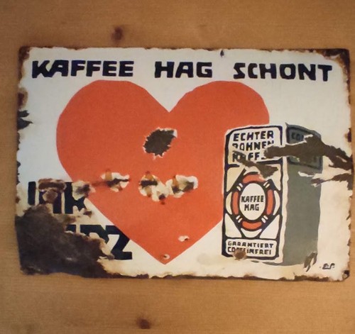 Antikes emaille schild - antikes, kaffee